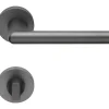 2 poignées rosace carrée A CLIPSER, rosace condamnation, finition gris anthracite garantie 5 ans, pour porte des WC.