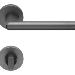 2 poignées rosace carrée A CLIPSER, rosace condamnation, finition gris anthracite garantie 5 ans, pour porte des WC.