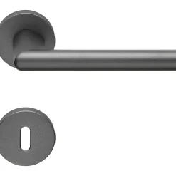 2 poignées rosace carrée A CLIPSER, rosace trou de clé L, finition gris anthracite garantie 5 ans, pour porte intérieure.