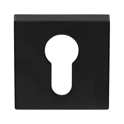 2 poignées rosace carrée A CLIPSER, rosace trou de clé I pour cylindre, finition noir garantie 5 ans, pour porte d'entrée.