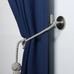 2 porte embrasses rideau métal gris chromé mat L.33,5mm Mobois