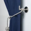 2 porte embrasses rideau métal gris chromé mat L.53,5mm Mobois