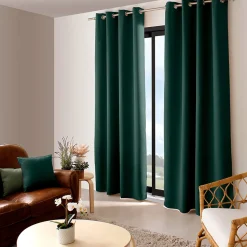 2 rideaux occultant à œillets, vert foncé, 140x240cm, 100% polyester, collection Réglisse, CMADECO