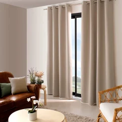 2 rideaux occultant à œillets, beige naturel, 140x240cm, 100% polyester, collection Réglisse, CMADECO