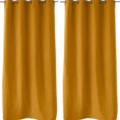 2 rideaux thermique à œillets, jaune moutarde, 135x240cm, doublure polaire, collection Nordica, CMADECO