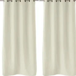 2 rideaux thermique à œillets, écru, 135x240cm, doublure polaire, collection Nordica, CMADECO