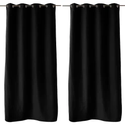 2 rideaux thermique à œillets, noir, 135x240cm, doublure polaire, collection Nordica, CMADECO