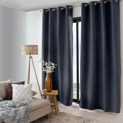 2 rideaux thermique à œillets, gris foncé, 135x240cm, doublure polaire, collection Nordica, CMADECO