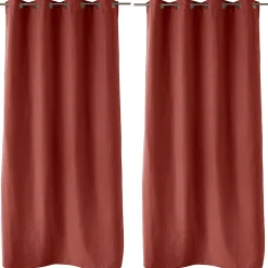 2 rideaux thermique à œillets, terre cuite, 135x240cm, doublure polaire, collection Nordica, CMADECO