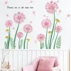 2 stickers muraux fleurs, stickers muraux fleurs salon, stickers muraux pissenlit
