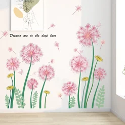 2 stickers muraux fleurs, stickers muraux fleurs salon, stickers muraux pissenlit