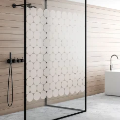50 stickers occultants cercles pour vitre et porte de douche 50 x 100 cm -50 stickers cercles 10X10 cm