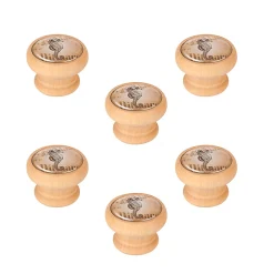 6 Un. bouton poignées de meuble Vintage Retro bois colorant naturel étoile mar - diamètre 40MM