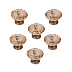 6 Un. bouton poignées de meuble Vintage Retro métal bronze vieilli étoile mar - diamètre 37MM