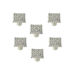 6 Un. bouton poignées de meuble SHABBY CHIC fer vieilli patine beige mat 31x31x27mm de la craie usé