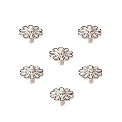 6 Un. bouton poignées de meuble SHABBY CHIC fer vieilli patine blanc - diamètre 47MM de la craie usé