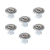 6 Un. bouton poignées de meuble Vintage Retro métal argent patine blanc boussole - diamètre 37MM