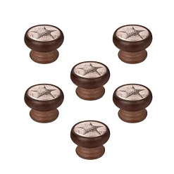 6 Un. bouton poignées de meuble Vintage Retro bois colorant noyer couronne - diamètre 40MM