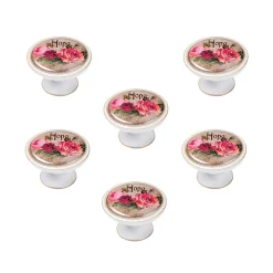 6 Un. bouton poignées de meuble Vintage Retro métal bronze patine blanc BEAUTY - diamètre 37MM