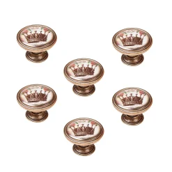 6 Un. bouton poignées de meuble Vintage Retro métal bronze vieilli femme - diamètre 37MM