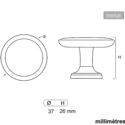 6 Un. bouton poignées de meuble Vintage Retro métal bronze vieilli femme - diamètre 37MM