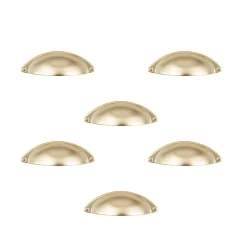 6 Un. poignées de meuble coquille en nickel mat pour porte et cuisine - entraxe 32MM
