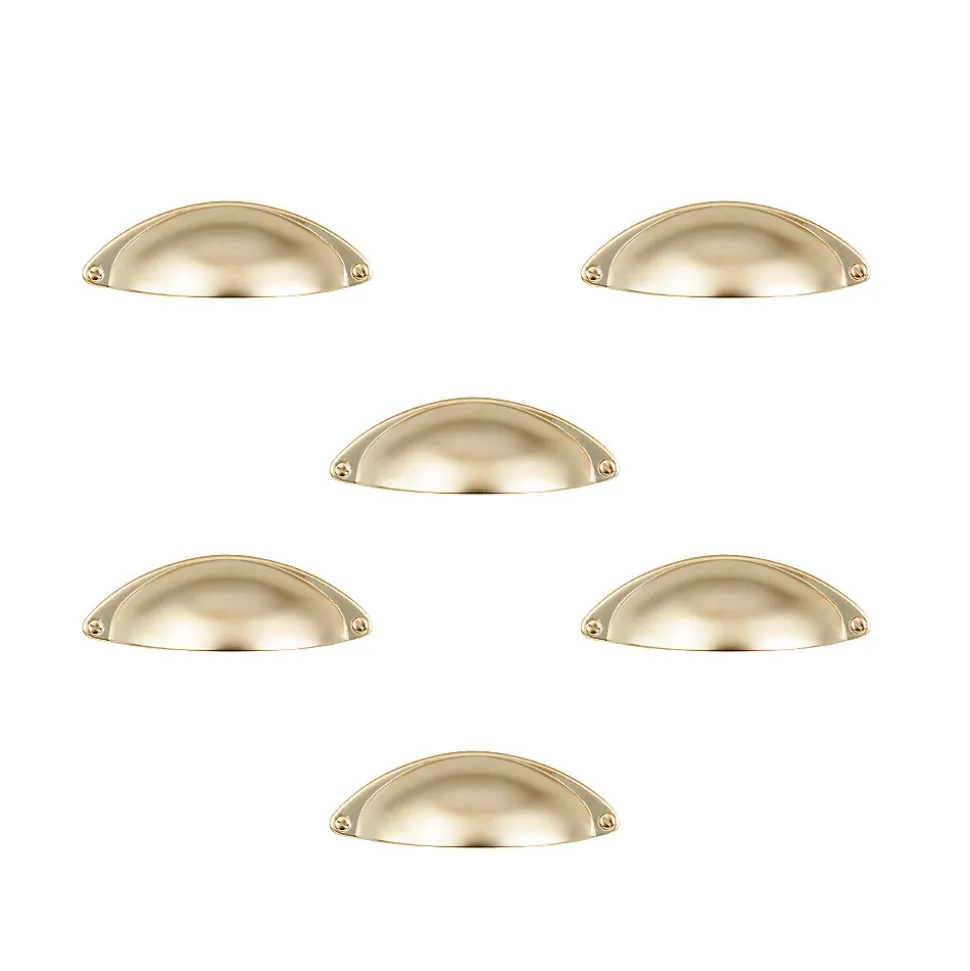 6 Un. poignées de meuble coquille en nickel mat pour porte et cuisine - entraxe 32MM