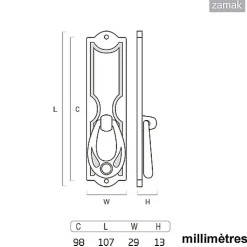 6 Un. poignées de meuble en argent mat pour commode armoire 107x29MM