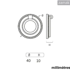 6 Un. poignées de meuble en bronze mat pour commode armoire - diamètre 40MM