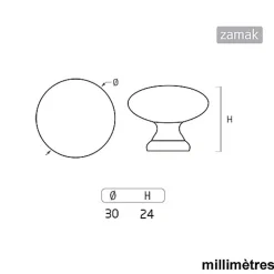 6 Un. poignées de meuble en bronze vieilli pour tiroir - diamètre 30MM