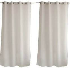 2 Voilages à œillets, 140x240cm, blanc, 15% de in, collection Louna, CMADECO
