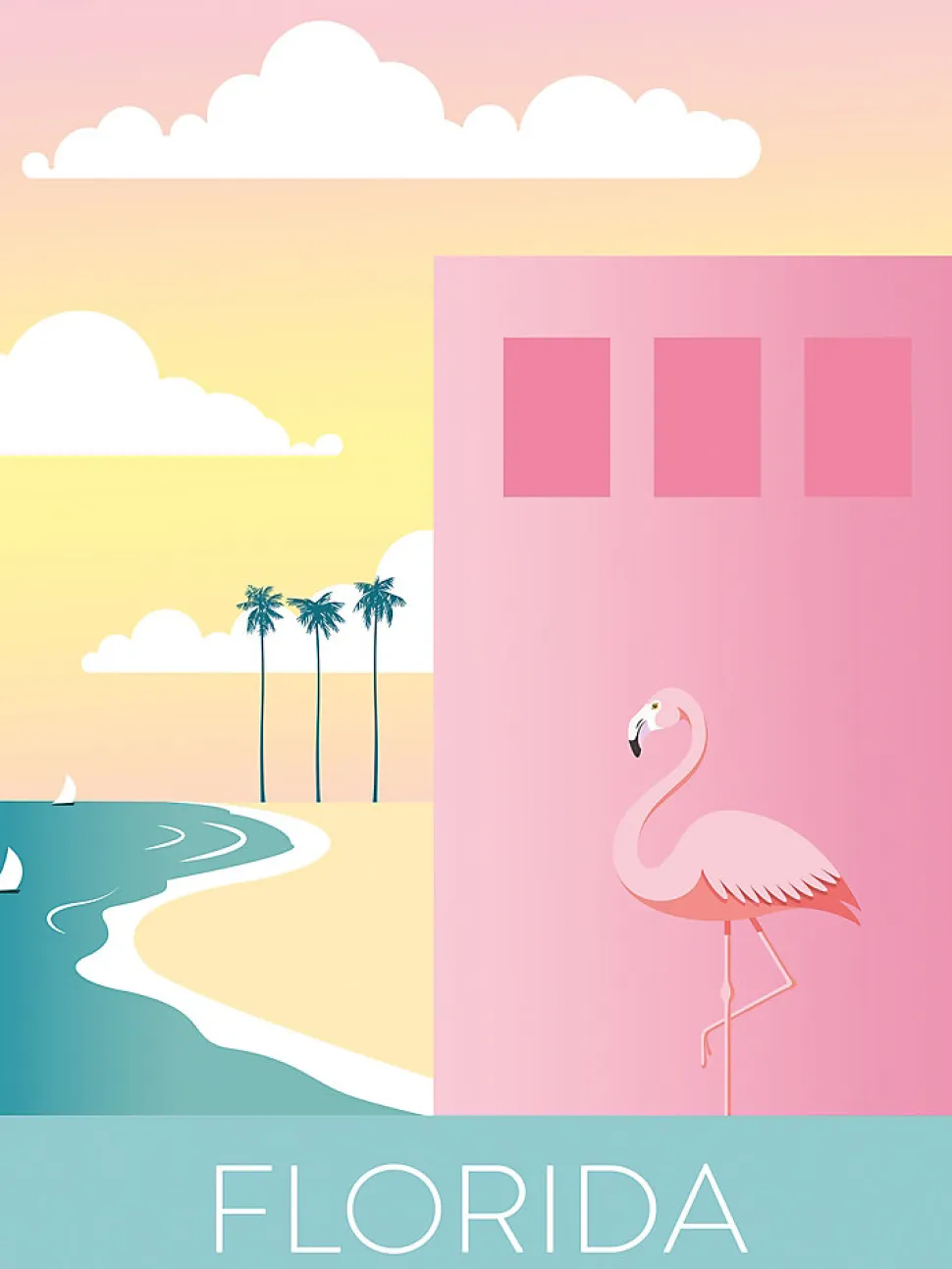Affiche " Florida " Colors pastels l.30 x H.40 cm Dada Art
