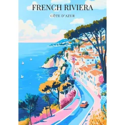 Affiche - La French Riviera - Posters de nos Régions - Format A4 - Moyen 29,7cm x 21cm