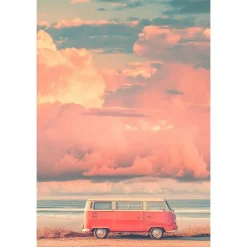 Affiche - Van pastel et coucher de soleil - Posters de nos Régions - Format A2 - Très Grand 59,4cm x 42cm