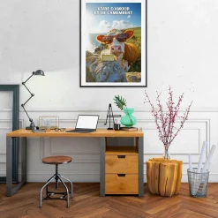 Affiche - Vivre d'amour et de camembert - Posters de nos Régions - Format A2 - Très Grand 59,4cm x 42cm