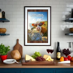 Affiche - Vivre d'amour et de camembert - Posters de nos Régions - Format A2 - Très Grand 59,4cm x 42cm