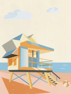 Affiche cabane sur la plage l.30 x H.40 cm Dada Art