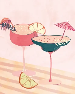 Affiche cocktail rose l.24 x H.30 cm Dada Art