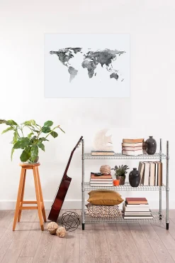Affiche décorative map blanc l.60 x H.80 cm