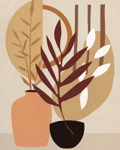 Affiche dessin plante beige l.40 x H.50 cm Dada Art