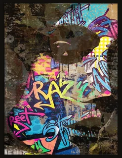 Affiche Face Tag multicouleur Dada Art l.30 x H.40 cm