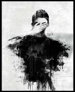 Affiche femme visage rêve noir et blanc L.40 x H.50cm Dada Art