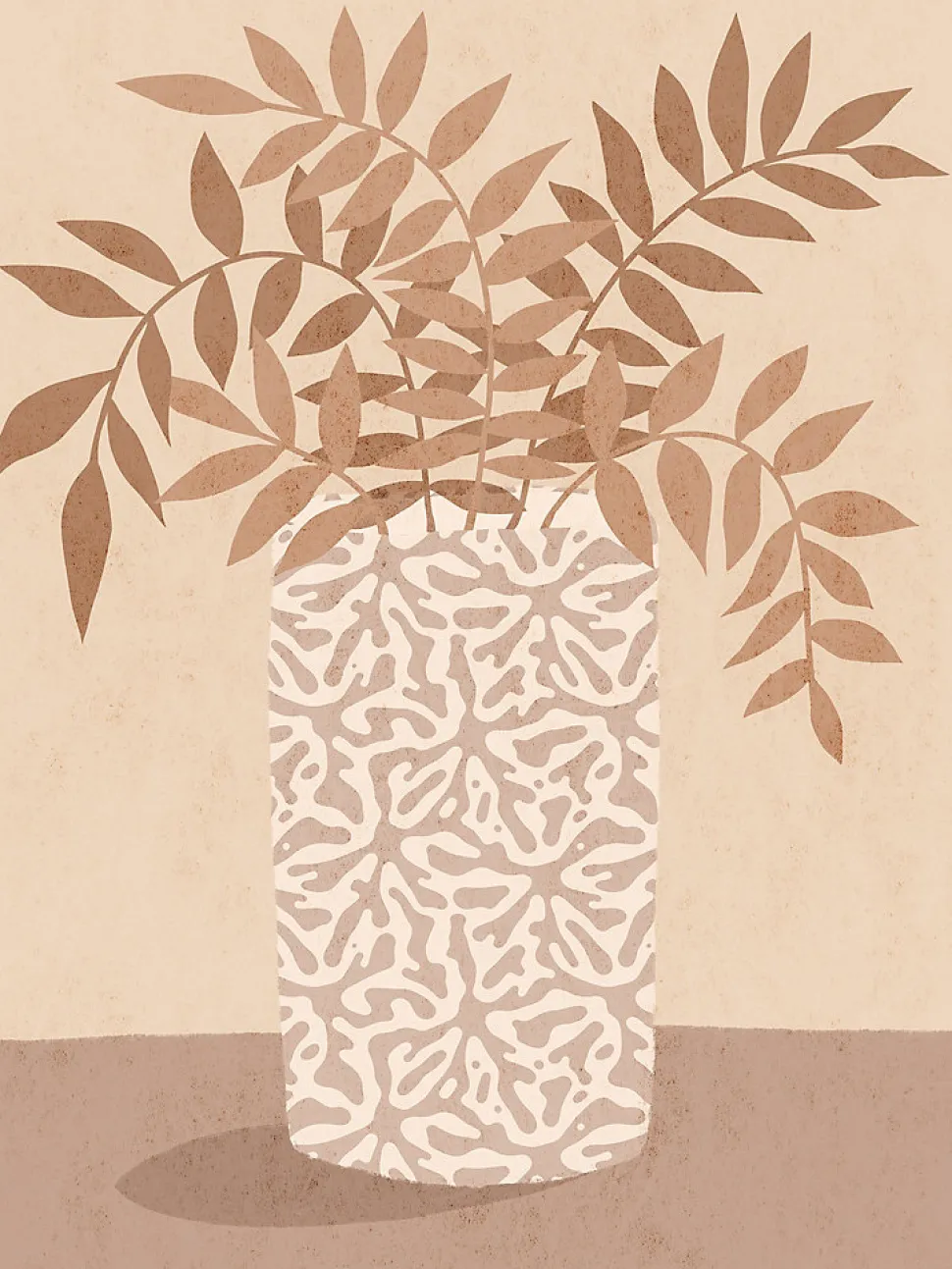 Affiche feuilles terracotta l.30 x H.40 cm Dada Art
