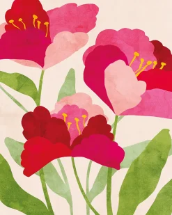 Affiche fleurs roses l.24 x l.30 cm Dada Art