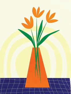 Affiche fleurs vase orange l.30 x H.40 cm Dada Art