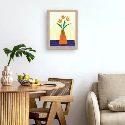 Affiche fleurs vase orange l.30 x H.40 cm Dada Art