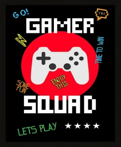 Affiche Gamer Squad multicouleur Dada Art l.24 x H.30 cm