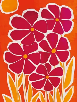Affiche grosses fleurs roses l.30 x H.40 cm Dada Art