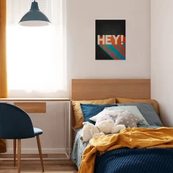 Affiche Hey! sur fond noir l.30 x l.40 cm Dada Art