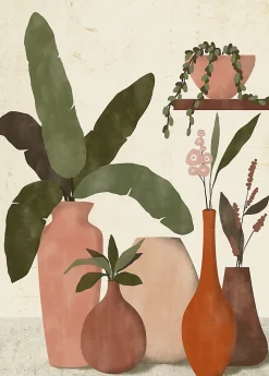 Affiche jarre pot et vase terracotta l.50 x l.70 cm Dada art